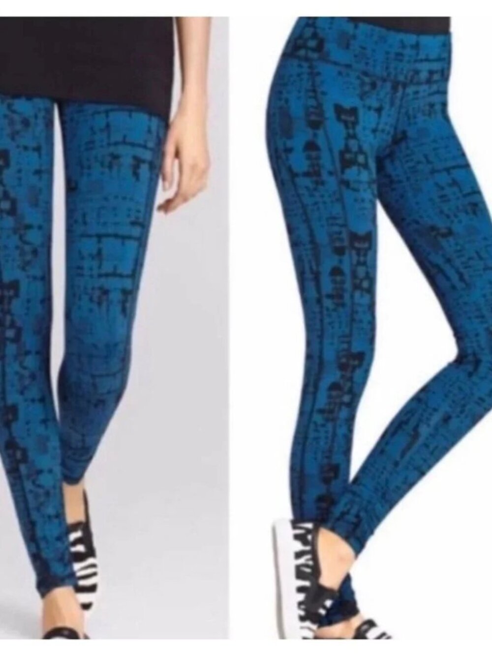 CAbi Blue & Black Skinny Tech Leggings Size M